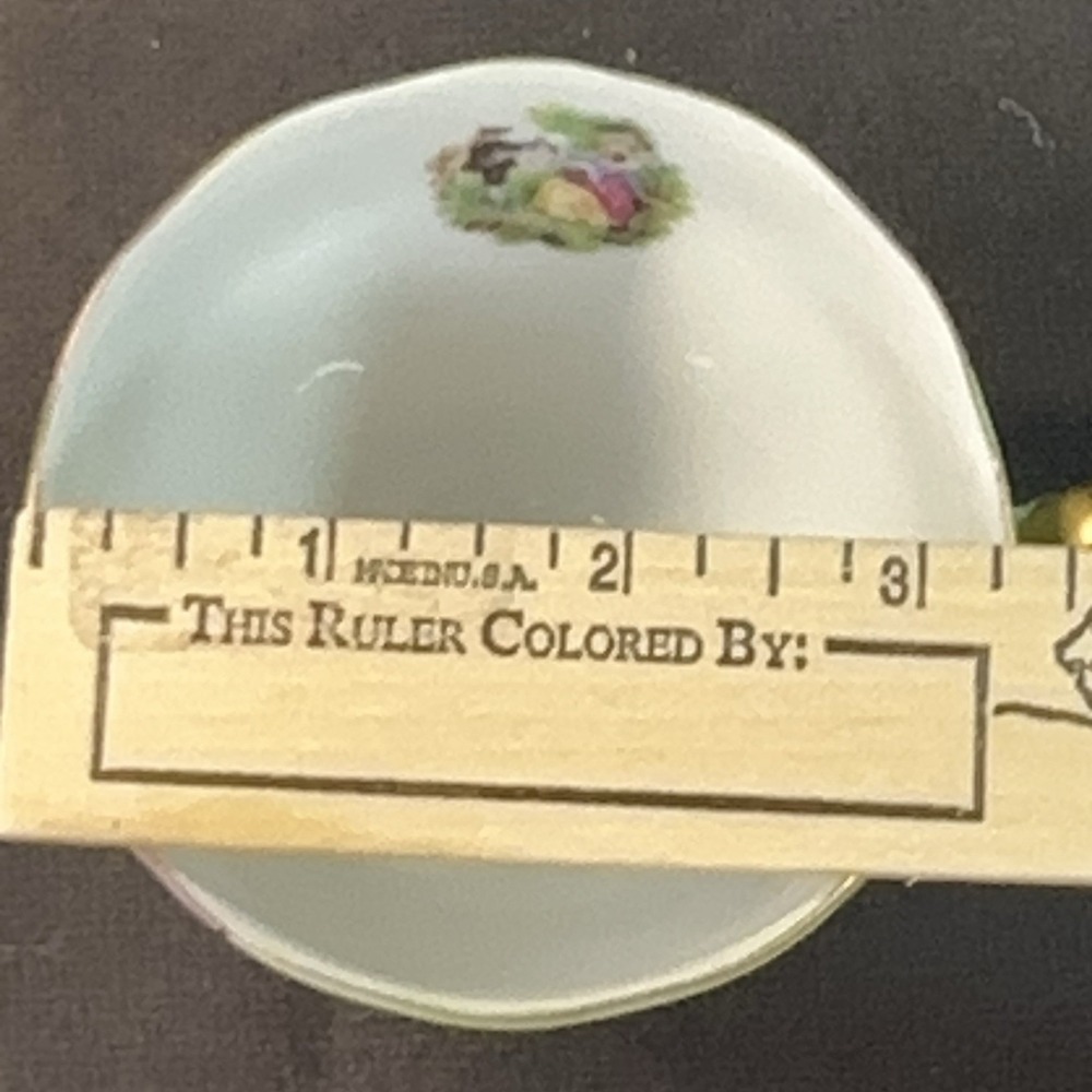 Vtg Fragonard Courting Couple Tea Cup Saucer Lime Green Pink AS-IS Shabby Chic - Picture 15 of 16